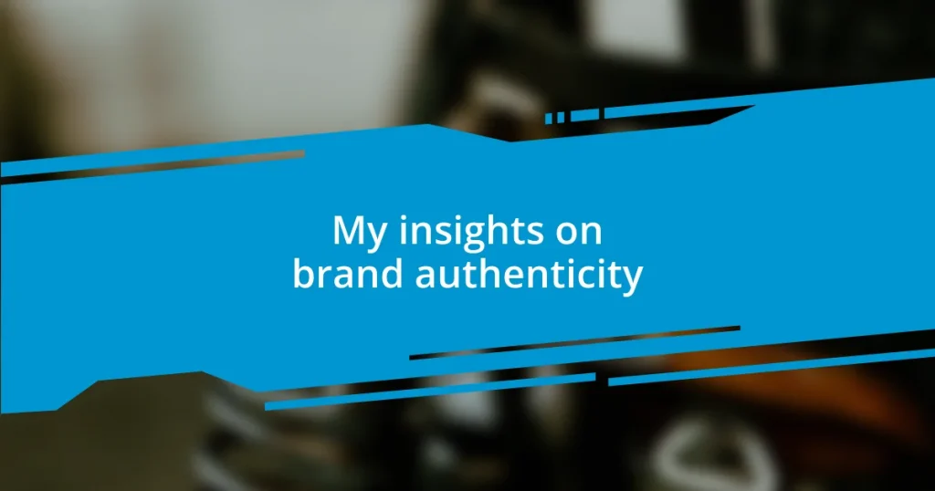 My insights on brand authenticity