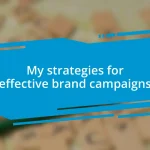 My strategies for effective brand campaigns