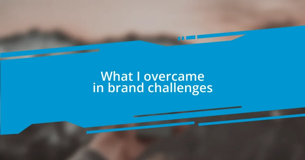 What I overcame in brand challenges