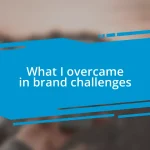 What I overcame in brand challenges