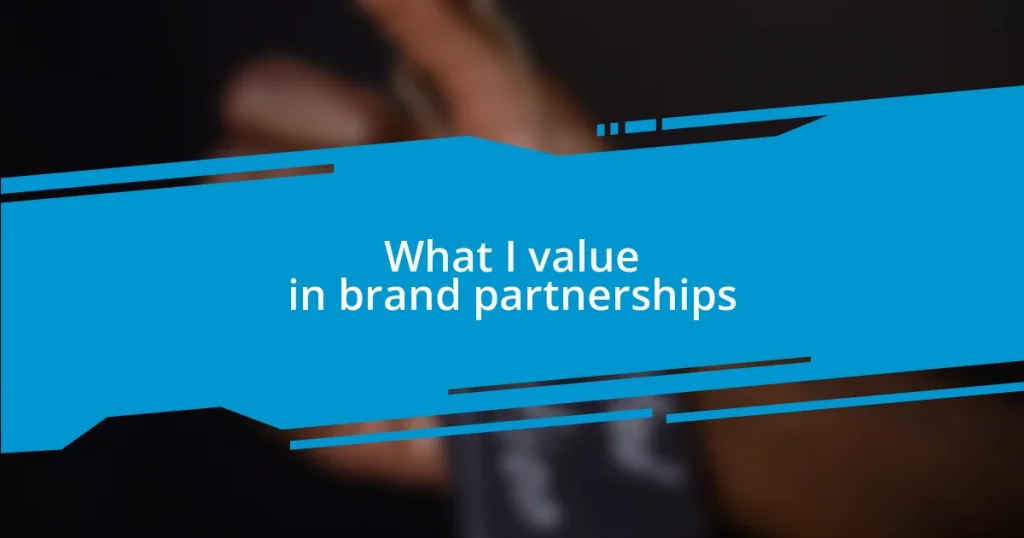 What I value in brand partnerships