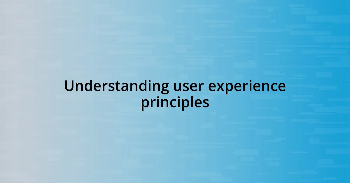 Understanding user experience principles